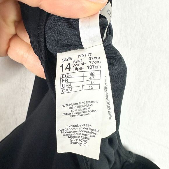 Seafolly DD Cup Maillot One Piece Swimsuit Size 10 Black V-Neck Underwire - Picture 10 of 10